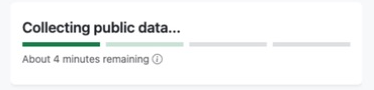 Report processing card with a progress bar and estimated time.