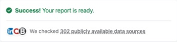 Green Success message stating Your report is ready.